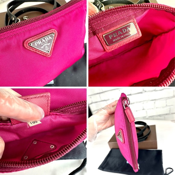 PRADA pink nylon Pouch Crossbody bag with strap - Picture 11 of 14